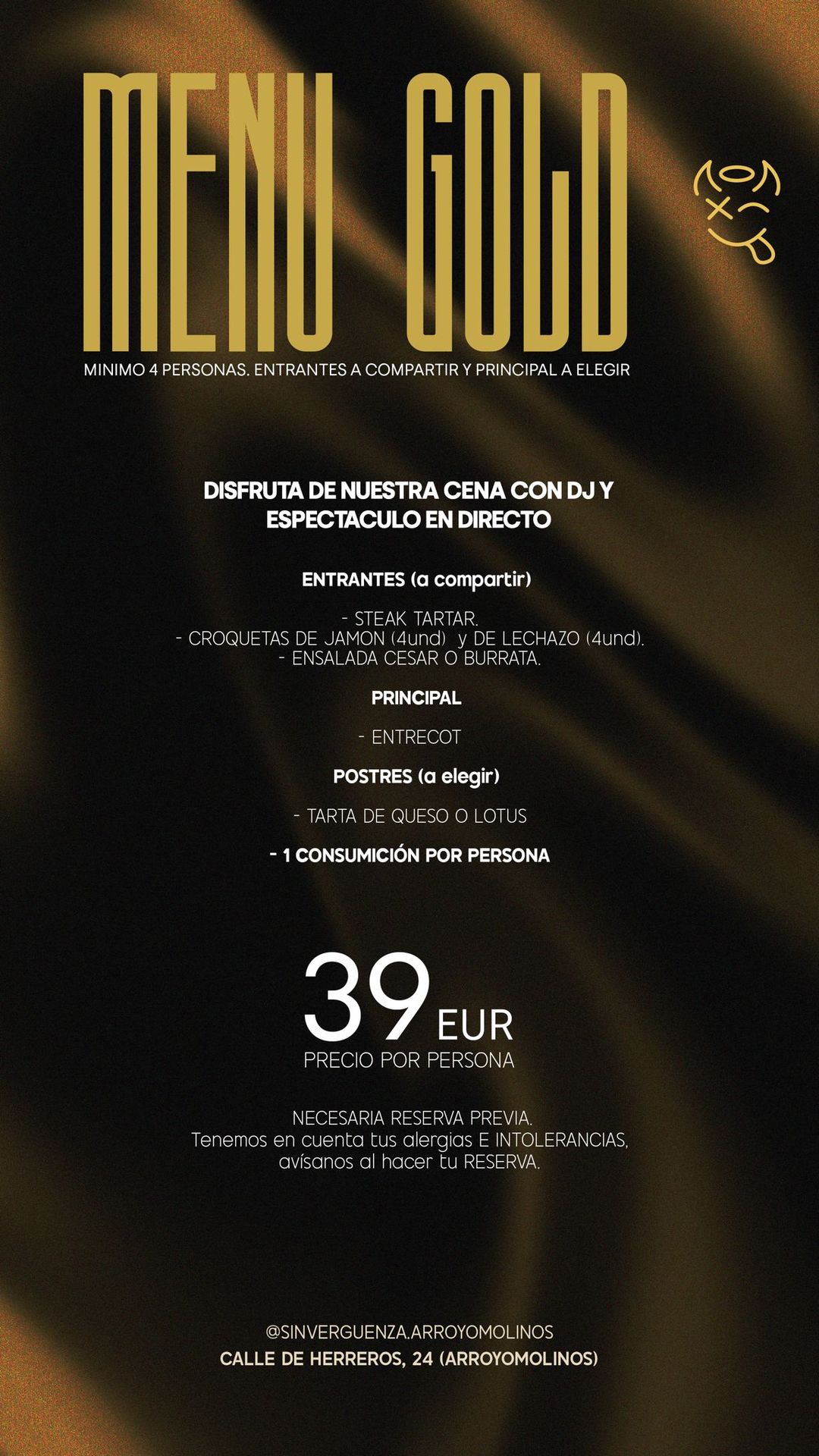 Menú Oro La Sinvergüenza